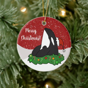 Christmas Orca Ceramic Ornament