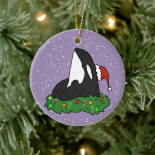 Christmas Orca Killer Whale Ceramic Ornament