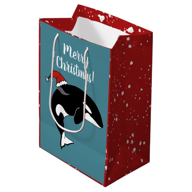 Christmas Orca Killer Whale  Medium Gift Bag (Front Angled)