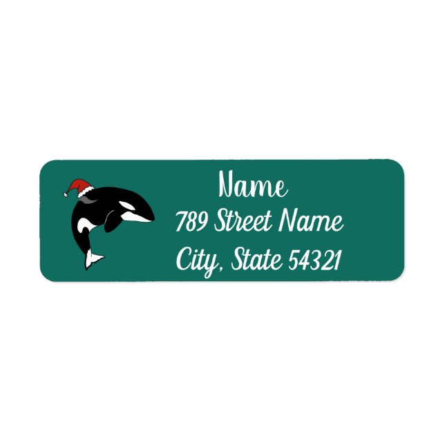 Christmas Orca Killer Whale  Return Address Label (Front)