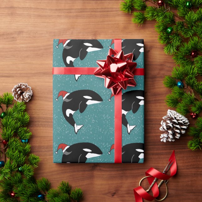 Christmas Orca Killer Whale Wrapping Paper (Holiday Gift)