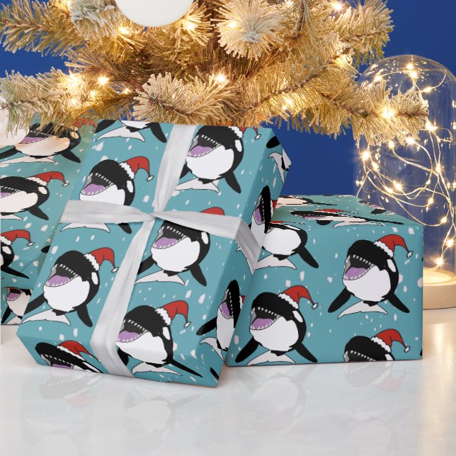 Christmas Orca Killer Whale  Wrapping Paper (Holidays)