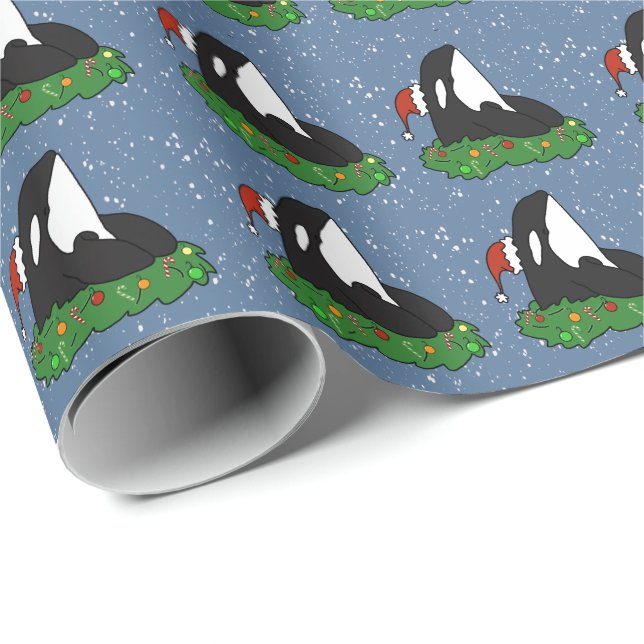 Christmas Orca Killer Whale  Wrapping Paper (Roll Corner)