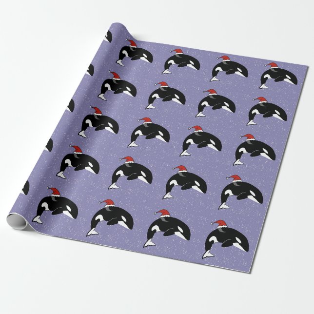 Christmas Orca Killer Whale  Wrapping Paper (Unrolled)