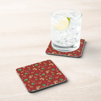 Christmas Ornamant & Candy Cane Pattern Coaster