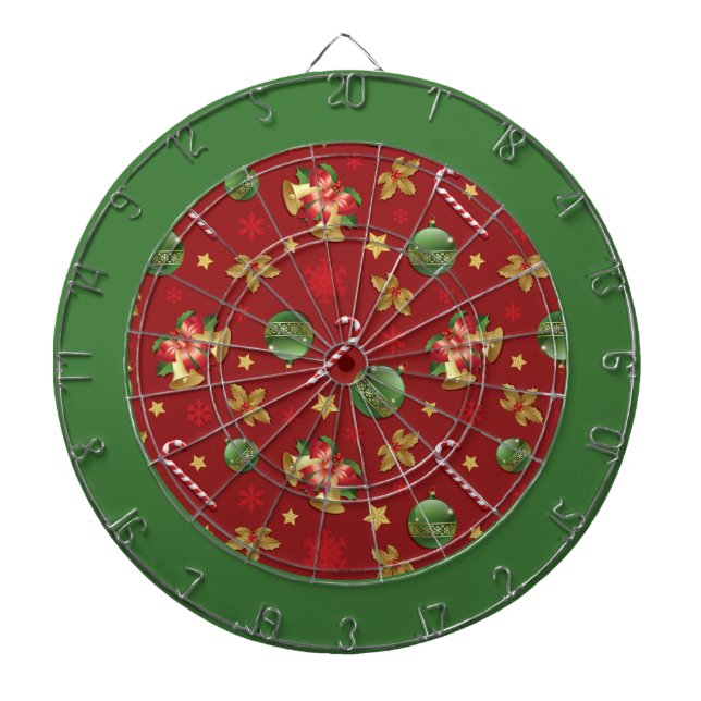 Christmas Ornamant  & Candy Cane Pattern Dartboard (Front)