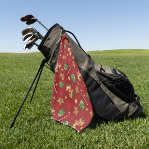 Christmas Ornamant & Candy Cane Pattern Golf Towel
