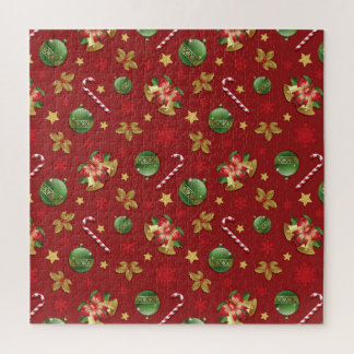 Christmas Ornamant & Candy Cane Pattern Jigsaw Puzzle
