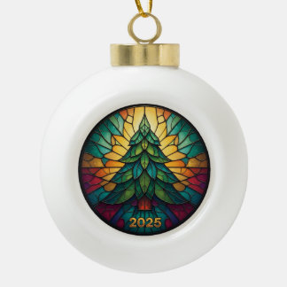 Christmas Ornament 2025 Faux Stained Glass Eff. 1