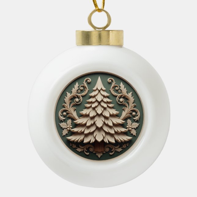 Christmas Ornament 2025 – Wood Carved Style (Front)