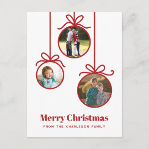 Christmas Ornament 3 Photo Holiday Postcard