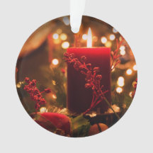Christmas Ornament Acrylic Round Lighted Candle