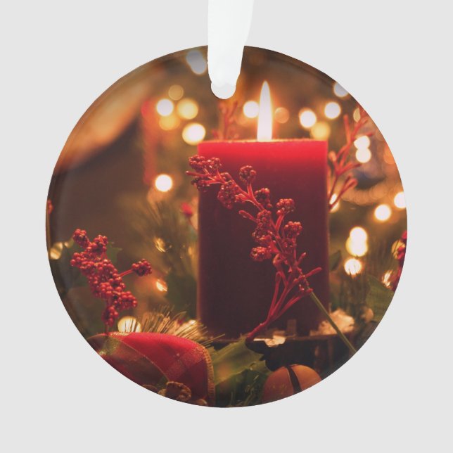 Christmas Ornament Acrylic Round Lighted Candle (Front)