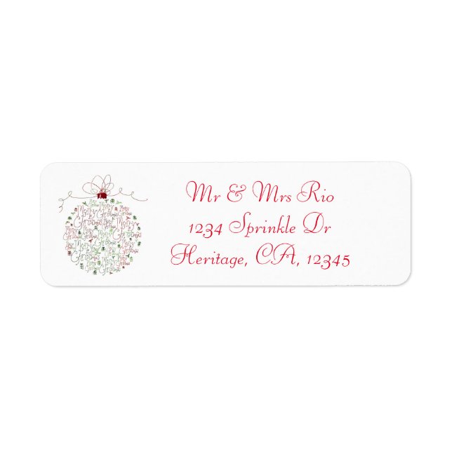 Christmas Ornament Address Label Return Address Label (Front)