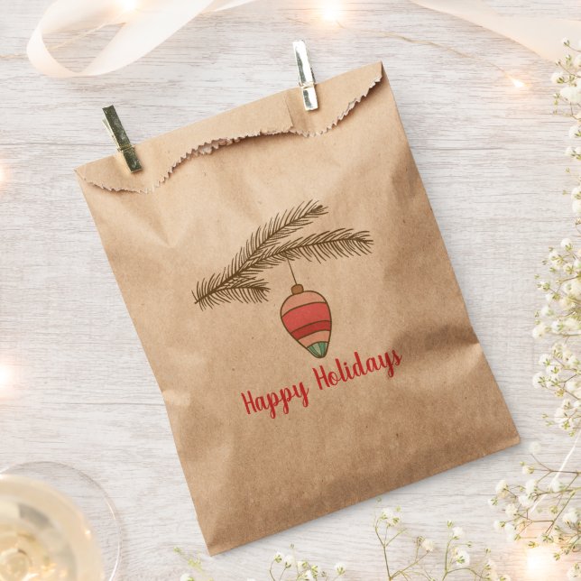 Christmas Ornament and Branch Customisable Favour Bag (Clipped)
