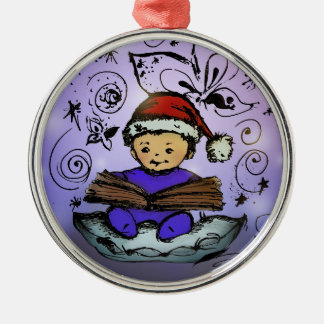 Christmas Ornament - Baby Santa Reading a Book