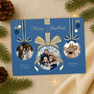 Christmas Ornament Ball Ball Ribbon Three Photos Postcard