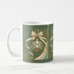 Christmas Ornament Blue And Beige Art Nouveau Coffee Mug