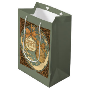Christmas Ornament Brown And Beige Art Nouveau Medium Gift Bag