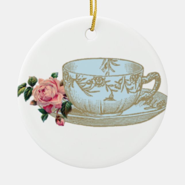 Christmas Ornament Ceramic Round Teacup (Front)