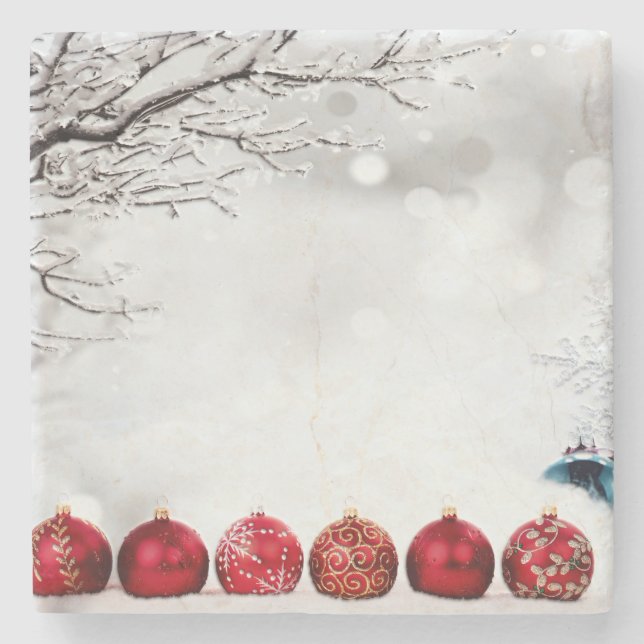 Christmas Ornament Decoration Stone Coaster (Front)