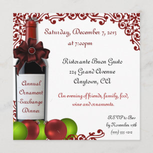 Christmas Ornament Exchange Dinner Invitations