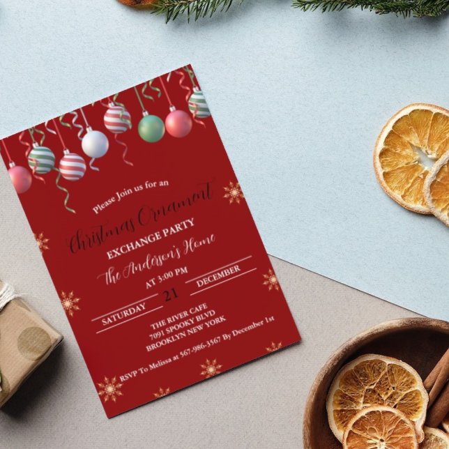 Christmas Ornament Exchange Holiday party  Invitation (Creator Uploaded)