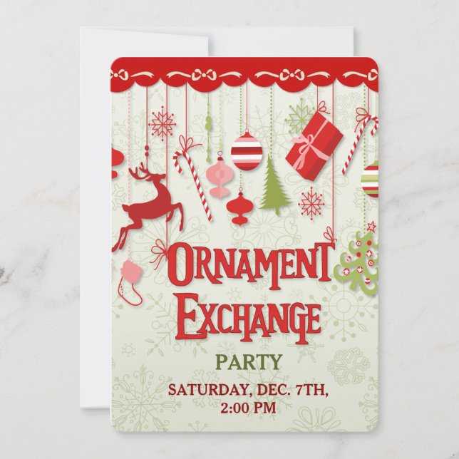 Christmas Ornament Exchange Party Invitation (Front)