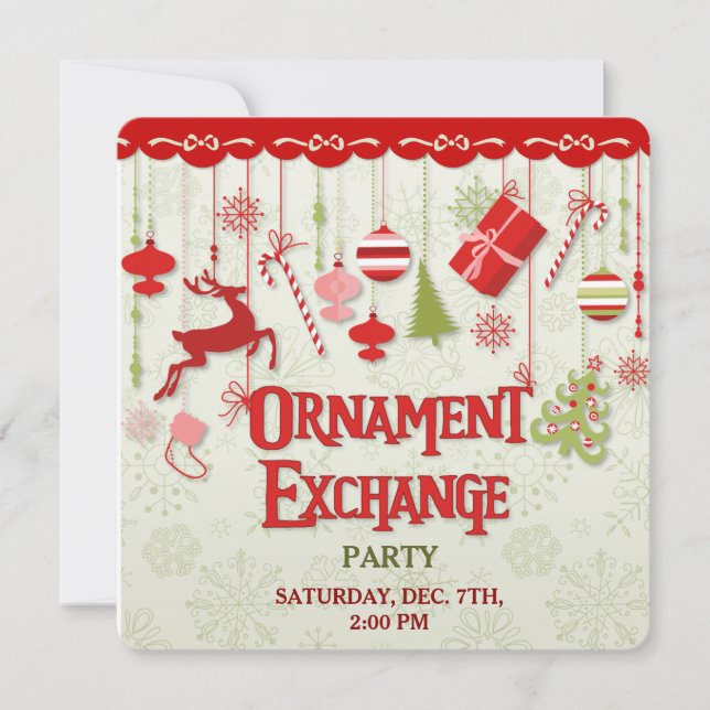 Christmas Ornament Exchange Party Invitation (Front)