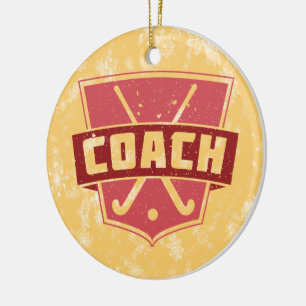 Christmas Ornament, Field Hockey Coach Ceramic Ornament