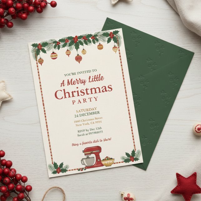 Christmas Ornament Garland Party Invitation (Christmas Ornament Garland Party Invitation)