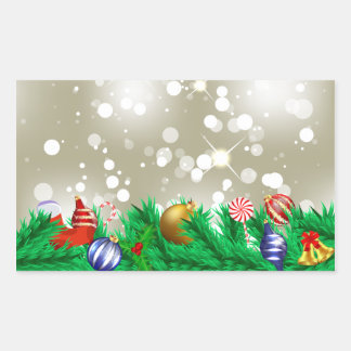 Christmas Ornament Glitter Rectangular Sticker