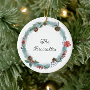 Christmas Ornament, Happy Holidays, Family,  Ceramic Ornament
