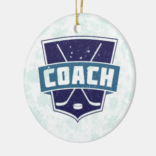 Christmas Ornament, Hockey Coach Ceramic Tree Decoration