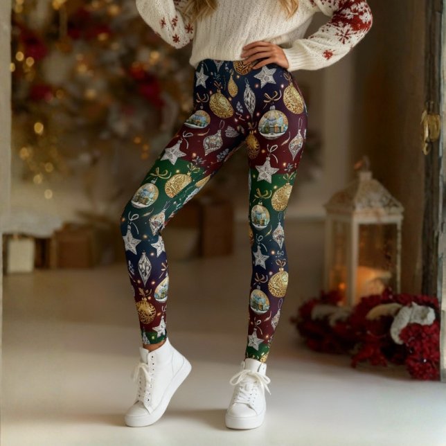 Christmas Ornament Leggings (Step into the season with our Christmas Ornament Leggings by Becky Boom)