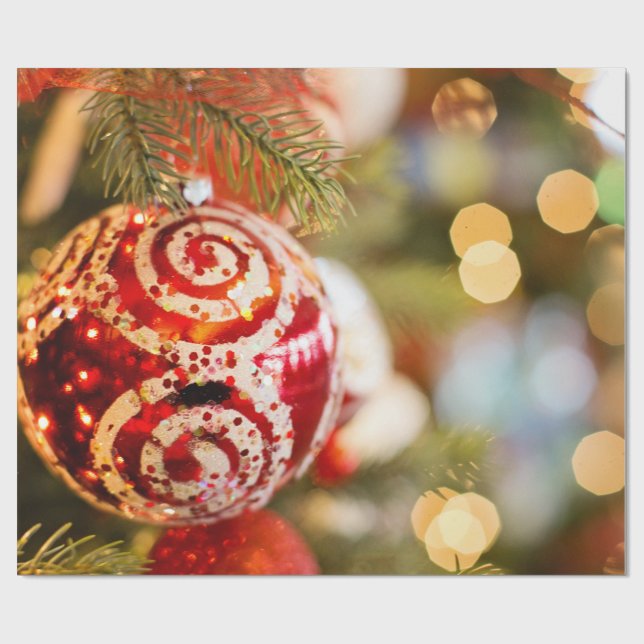 Christmas Ornament & Lights Wrapping Paper (Flat)