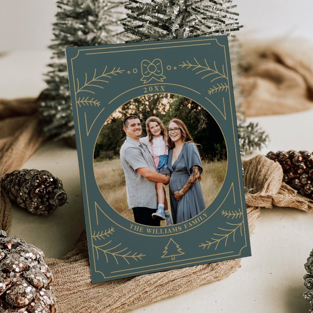 Christmas Ornament Line Art Photo Invitation (Creator Uploaded)