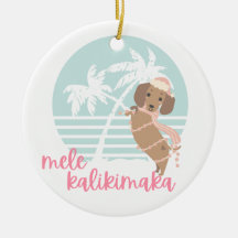 Christmas Ornament Mele Kalikimaka Wiener Dog