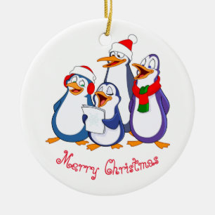 Christmas Ornament-Merry Penguins Ceramic Tree Decoration