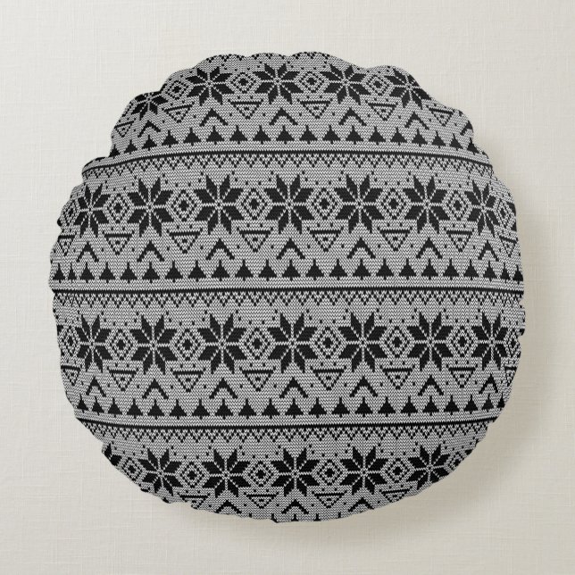 Christmas ornament nordic winter scandinavian norw round cushion (Front)
