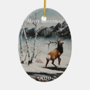 Christmas Ornament Painting Elk in snow
