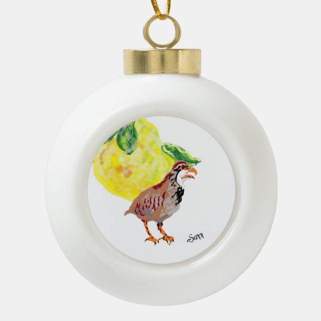 Christmas Ornament :  Partridge an Pear Tree . (Front)