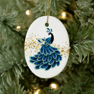 Christmas Ornament-Peacock Ceramic Ornament