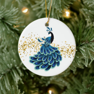 Christmas Ornament-Peacock Ceramic Ornament