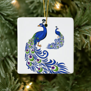 Christmas Ornament-Peacocks Ceramic Ornament