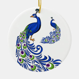 Christmas Ornament-Peacocks Ceramic Ornament