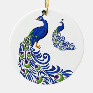 Christmas Ornament-Peacocks Ceramic Tree Decoration