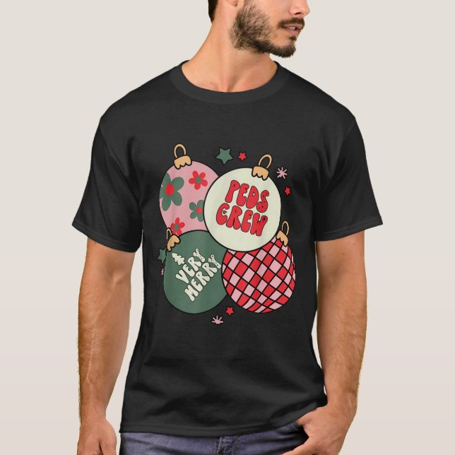 Christmas Ornament Peds Crew Pediatric Nurse Xmas  T-Shirt (Front)