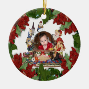 Christmas ornament Photo frame holly poinsettia