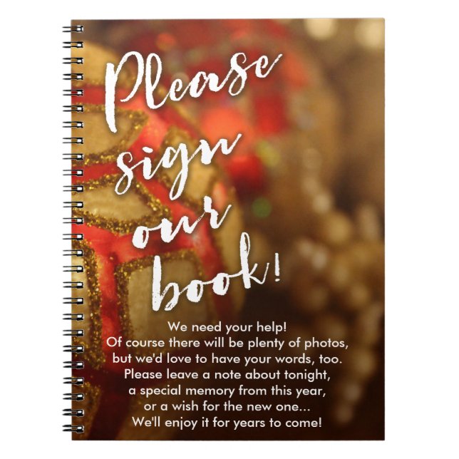 Christmas Ornament Photo Holiday Party Guest Book (Front)